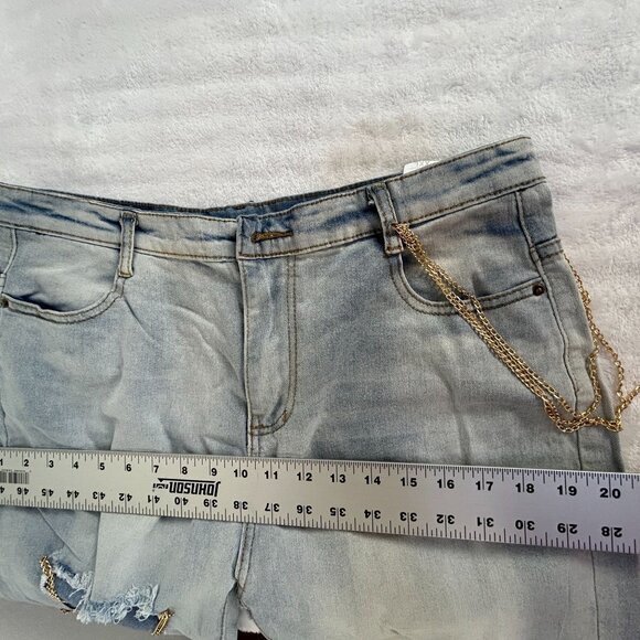 Jeans Womens Size XXL Blue Skinny Slim Fit High-Rise Ripped Chain Denim Stretch - Picture 6 of 10